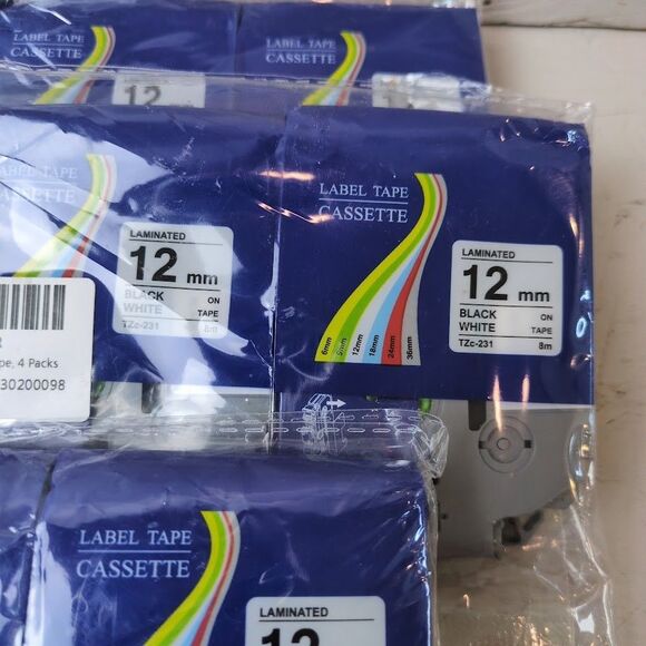 Lot Of 14 TZc-231 Label Tape Cassette Laminated 12mm, NEW Sealed - Picture 3 of 5